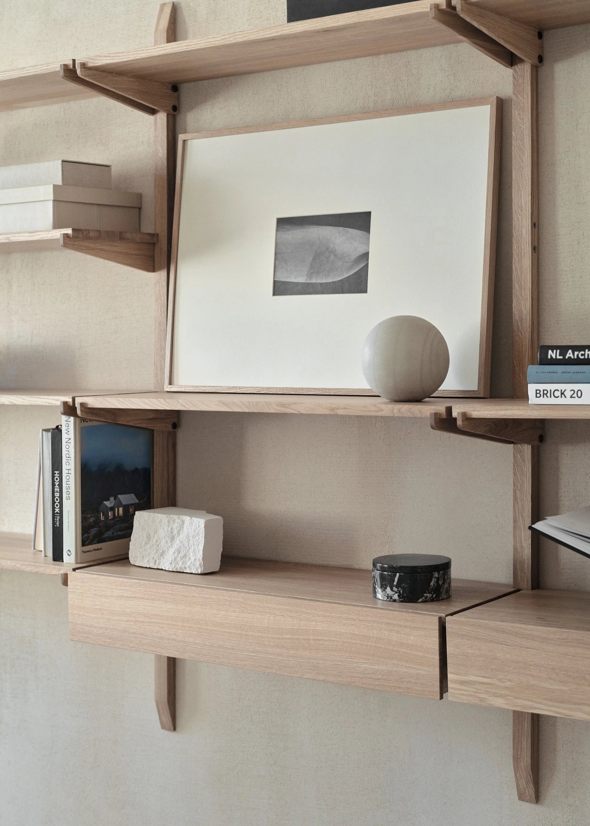 NOKI shelf system black oak wood