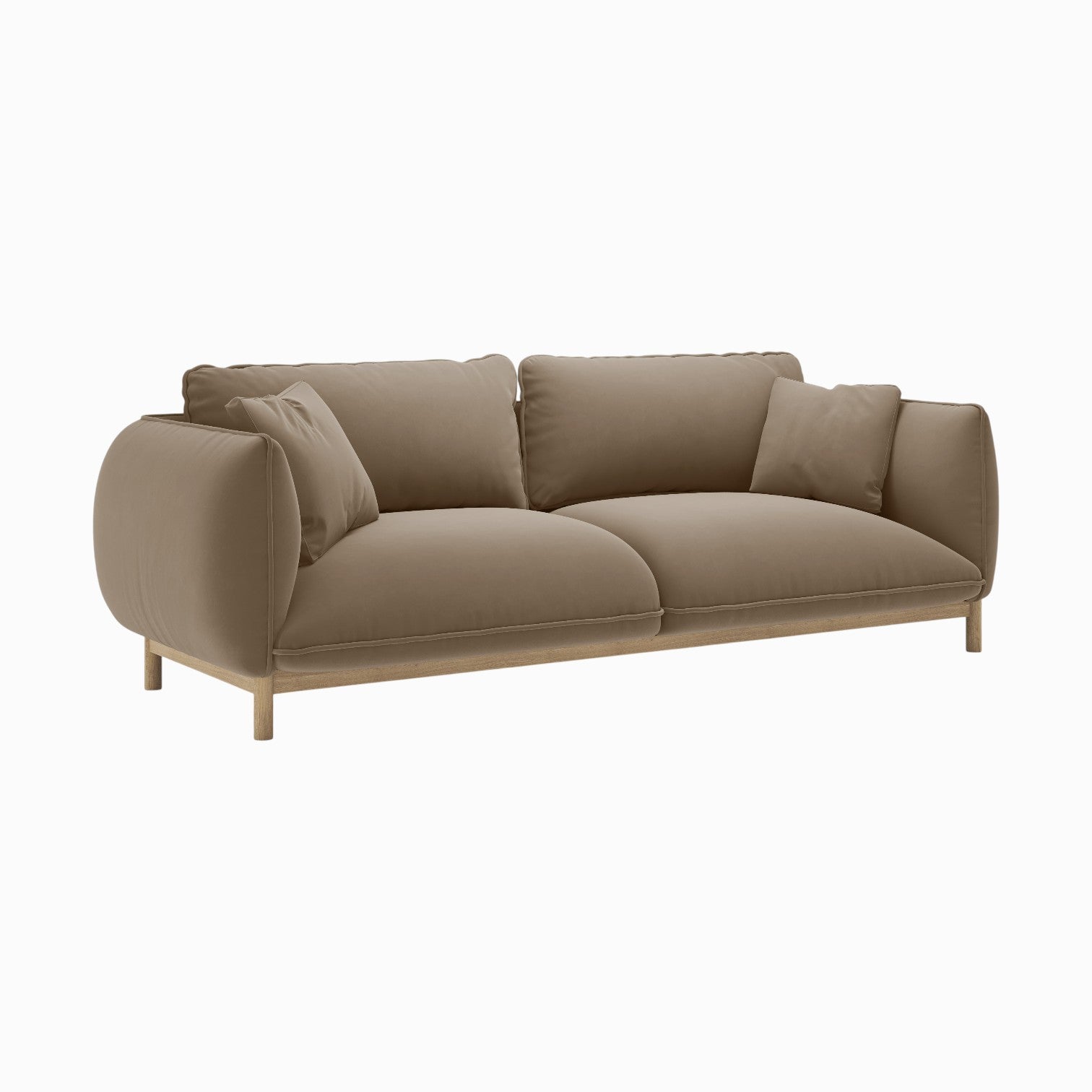 Sofa aus Samt 3-sitzig ADA hellbraun