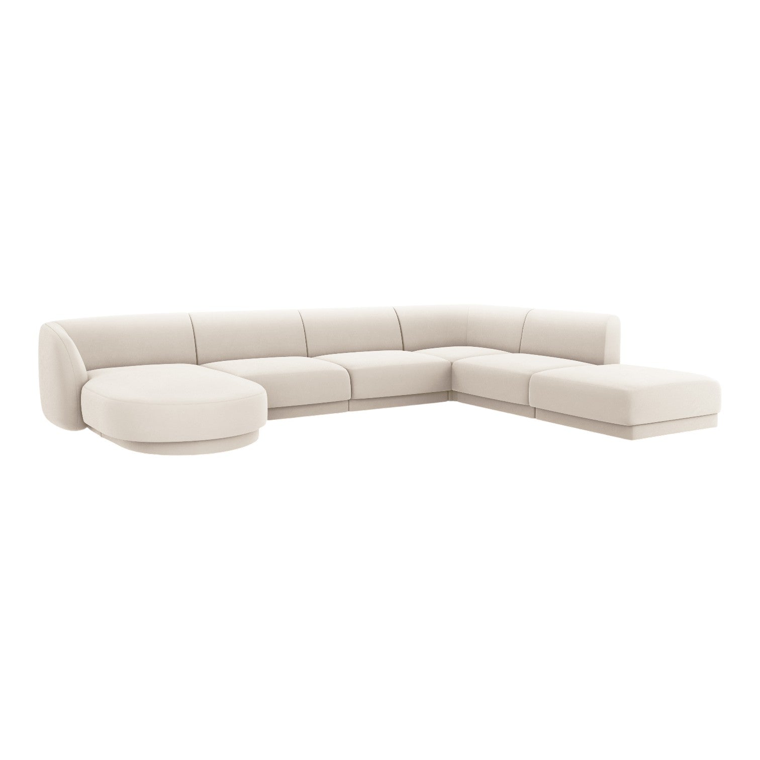 Velvet corner sofa for 6 people in right-facing U shape MILEY beige