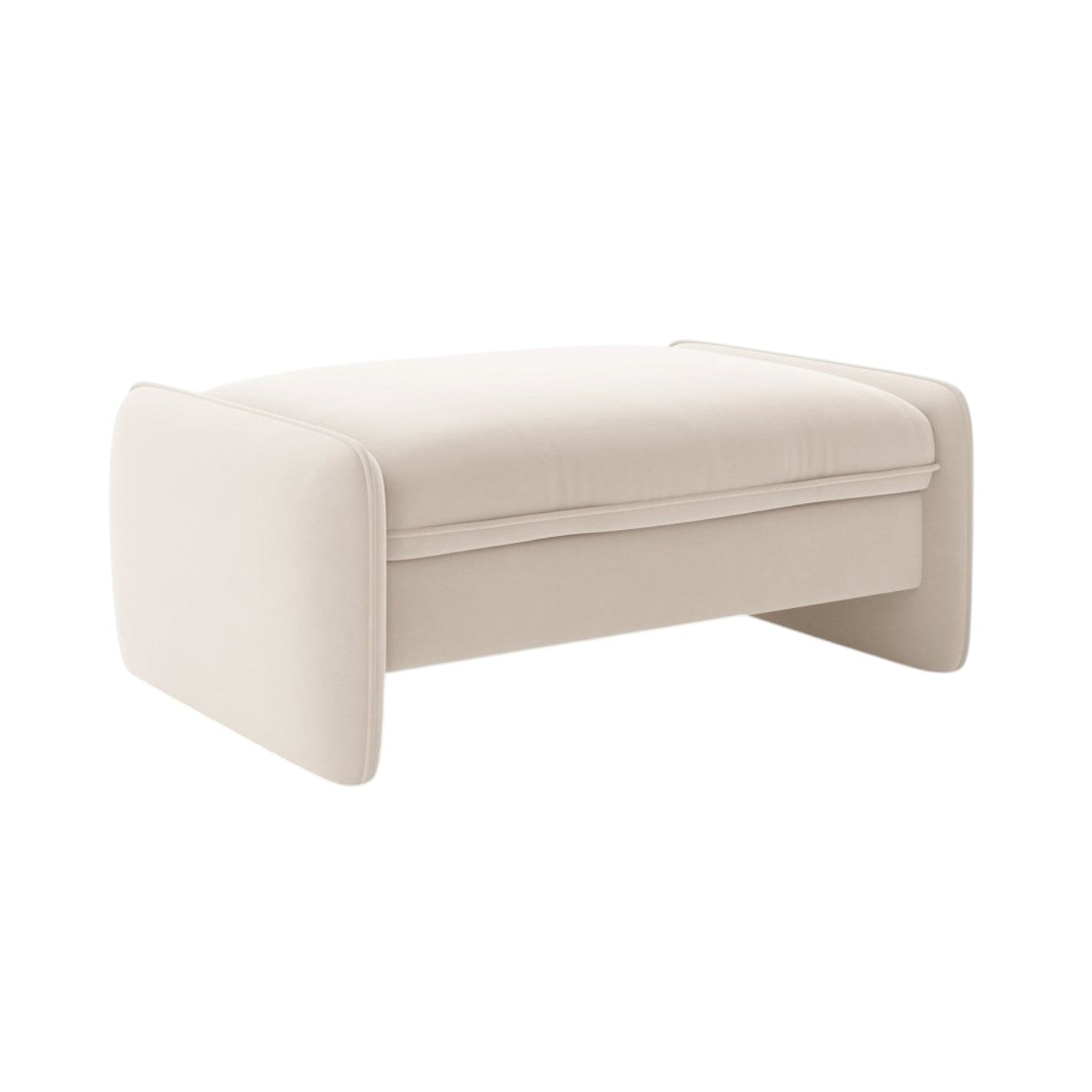 Rechteckiger Samtpouf GEORGIA Elfenbein