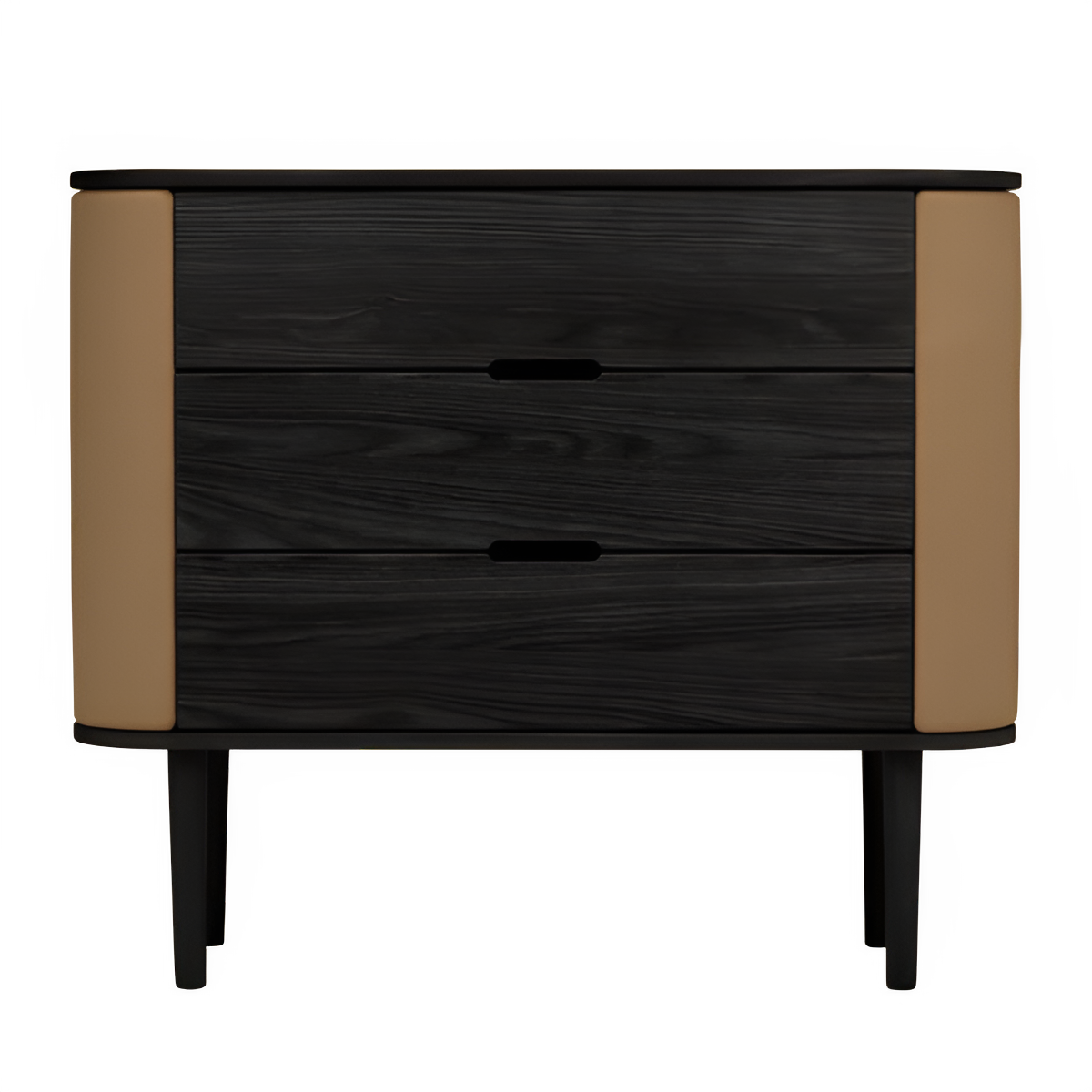 Schrank TREASURES karamellfarben mit schwarzem Sockel