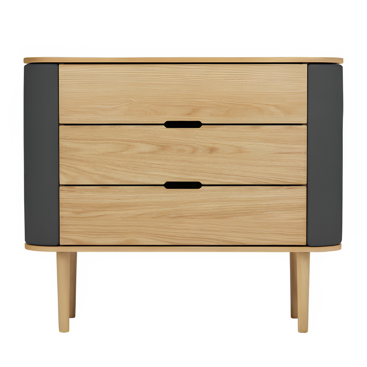 Schrank TREASURES dunkelgrau mit Eichenbasis