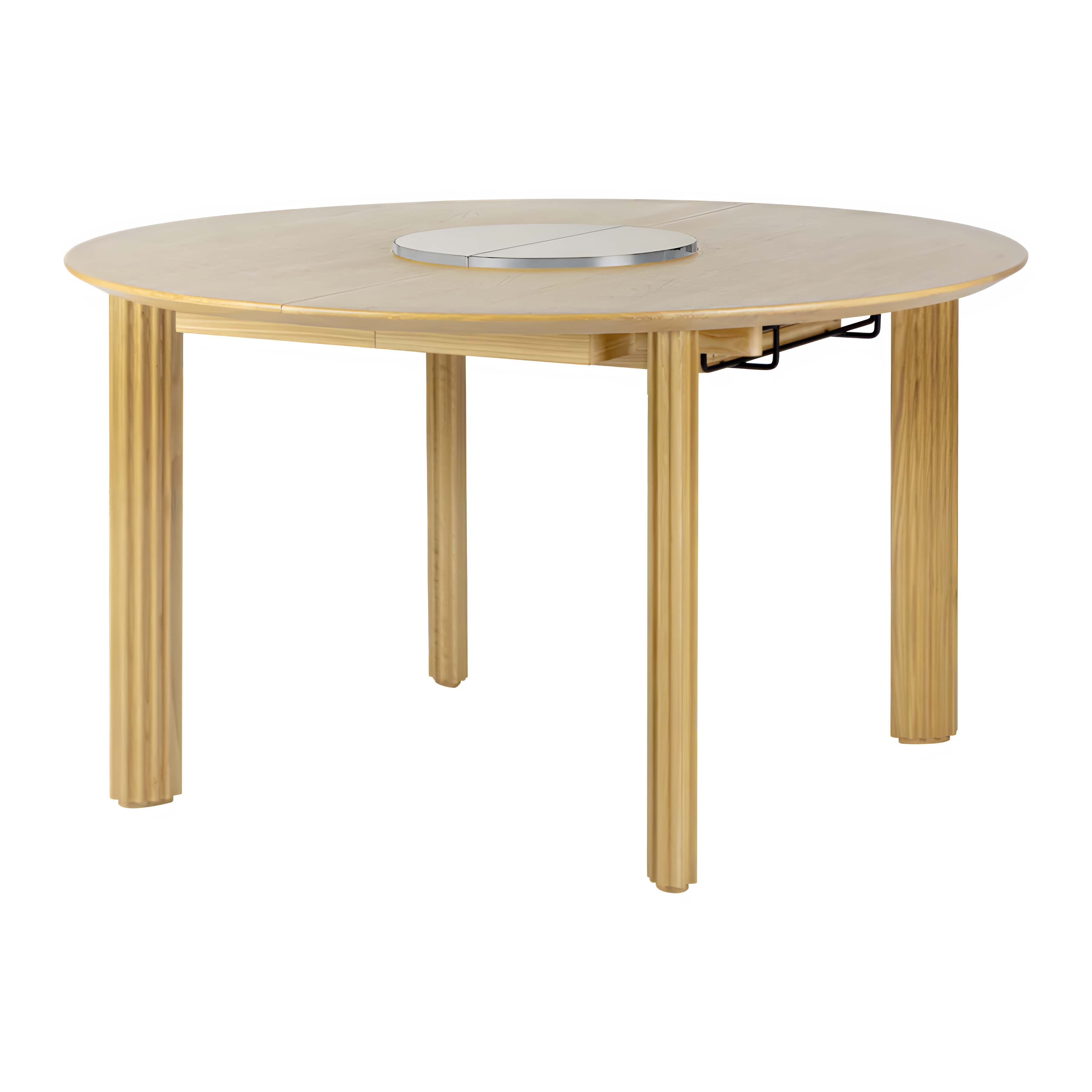 Ausziehbarer runder Tisch COMFORT CIRCLE aus Eiche mit Sockel aus weißem Stahl