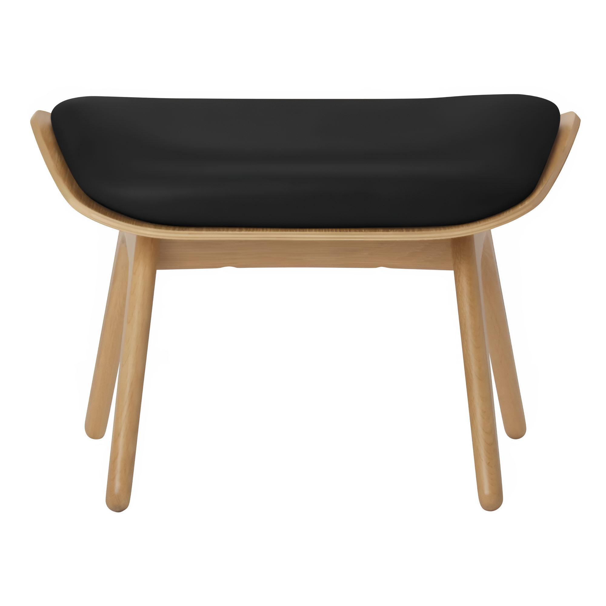 Podnóżek READER czarna skóra z dębową podstawą – drewno dębowe, Umage