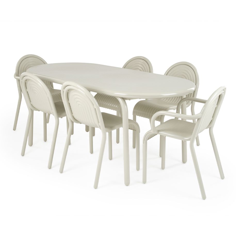 Krzesło z podłokietnikami zewnętrzne GROOVE złamana biel – Tom Dixon