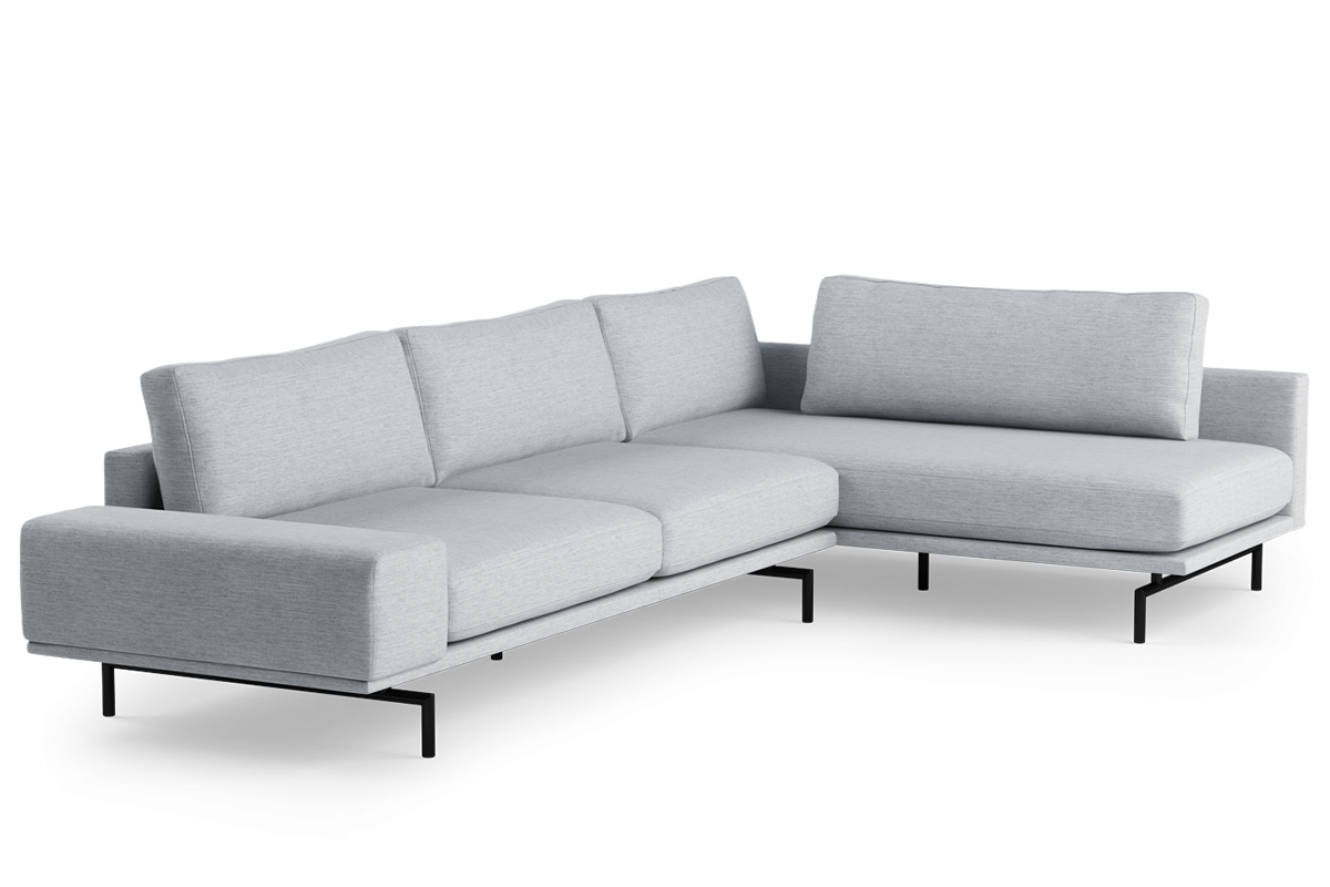 Brixton Upholstered Right-Hand Corner Sofa for 4 People with Black Base