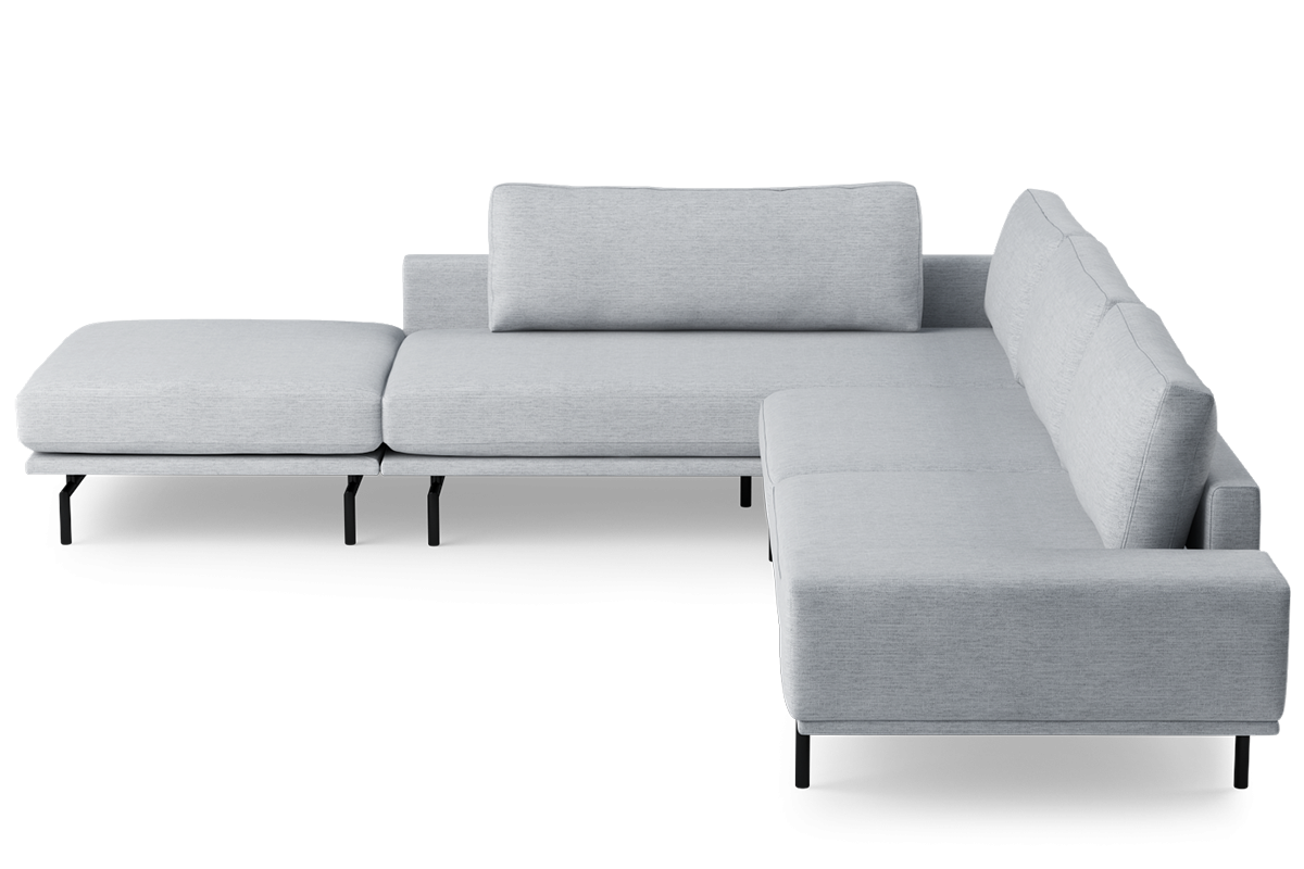 Ecksofa für 5 Personen linksseitig BRIXTON gepolstert mit schwarzem Gestell