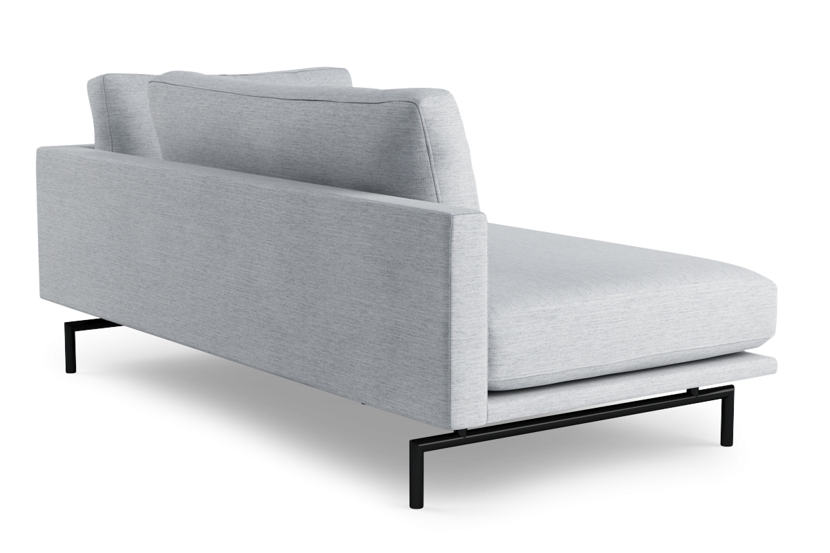 Left-facing BRIXTON upholstered chaise lounge with black base