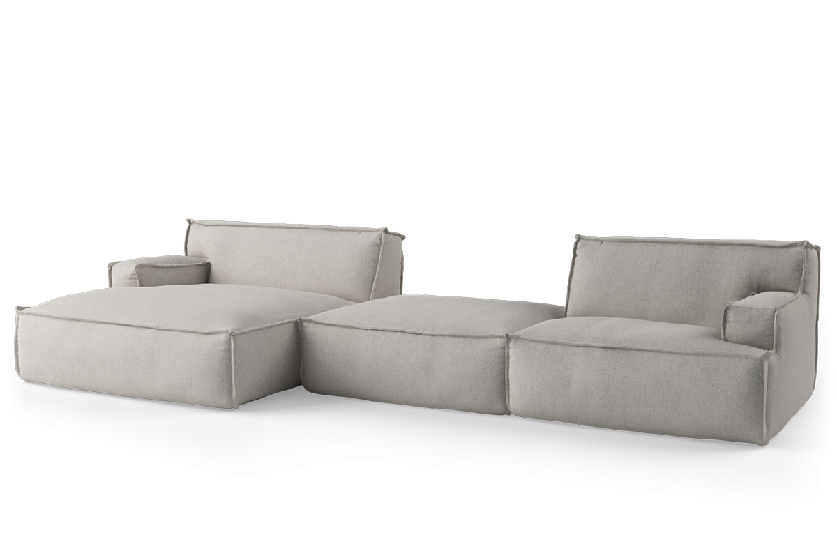 Left-facing upholstered modular corner sofa for 4 people with footrest - DRIFTER