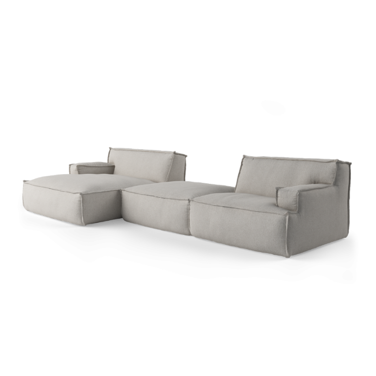 Left-facing upholstered modular corner sofa for 4 people with footrest - DRIFTER