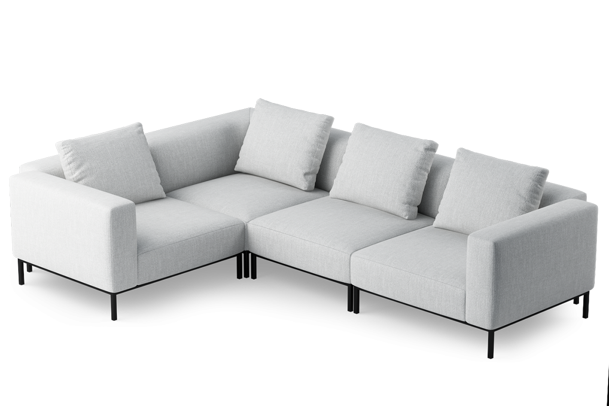 Modularer 3-Sitzer-Ecksofa links HOLDEN mit schwarzem Gestell