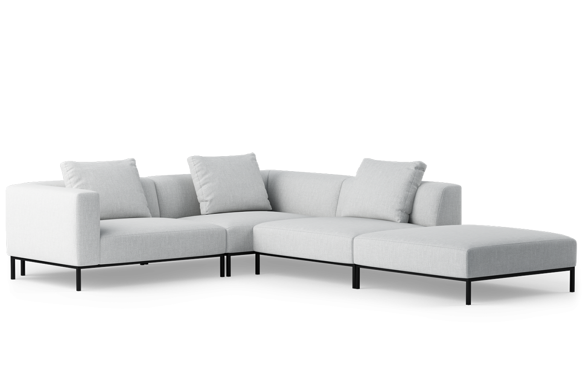 Modularer offener Ecksofa HOLDEN mit schwarzem Gestell