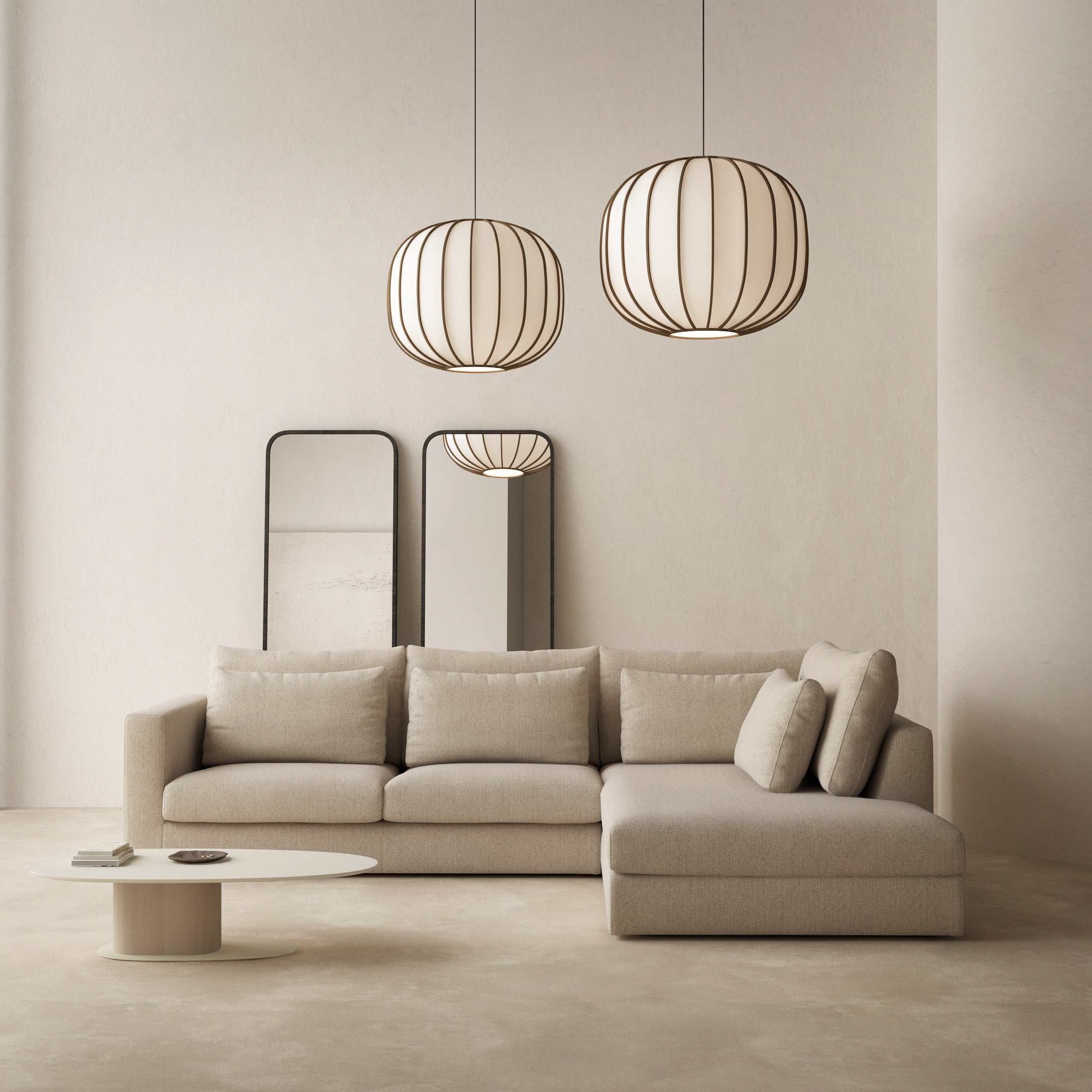 Right-facing 3-seater modular sofa NUVIA upholstered