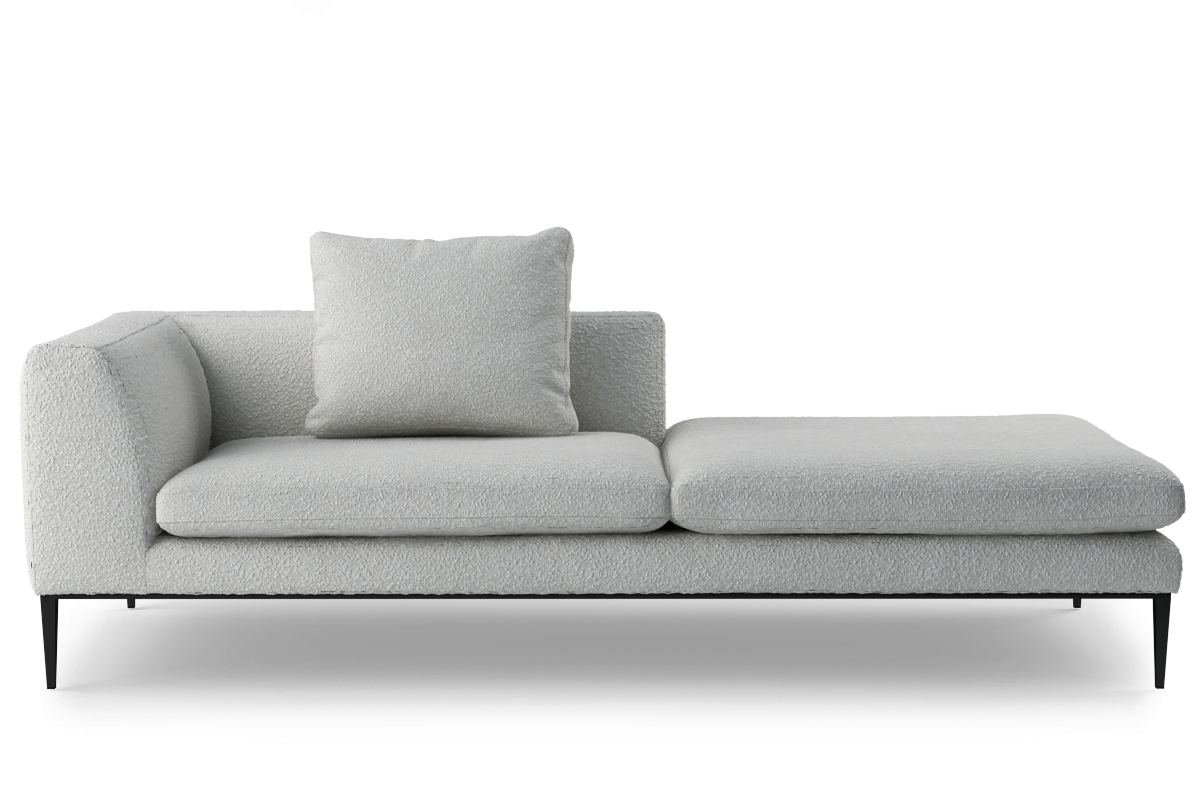 Right-facing chaise lounge NASH upholstered with a black base