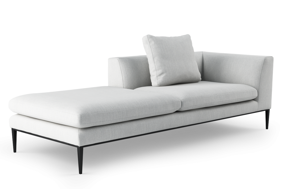 Left-facing NASH upholstered chaise lounge with black base