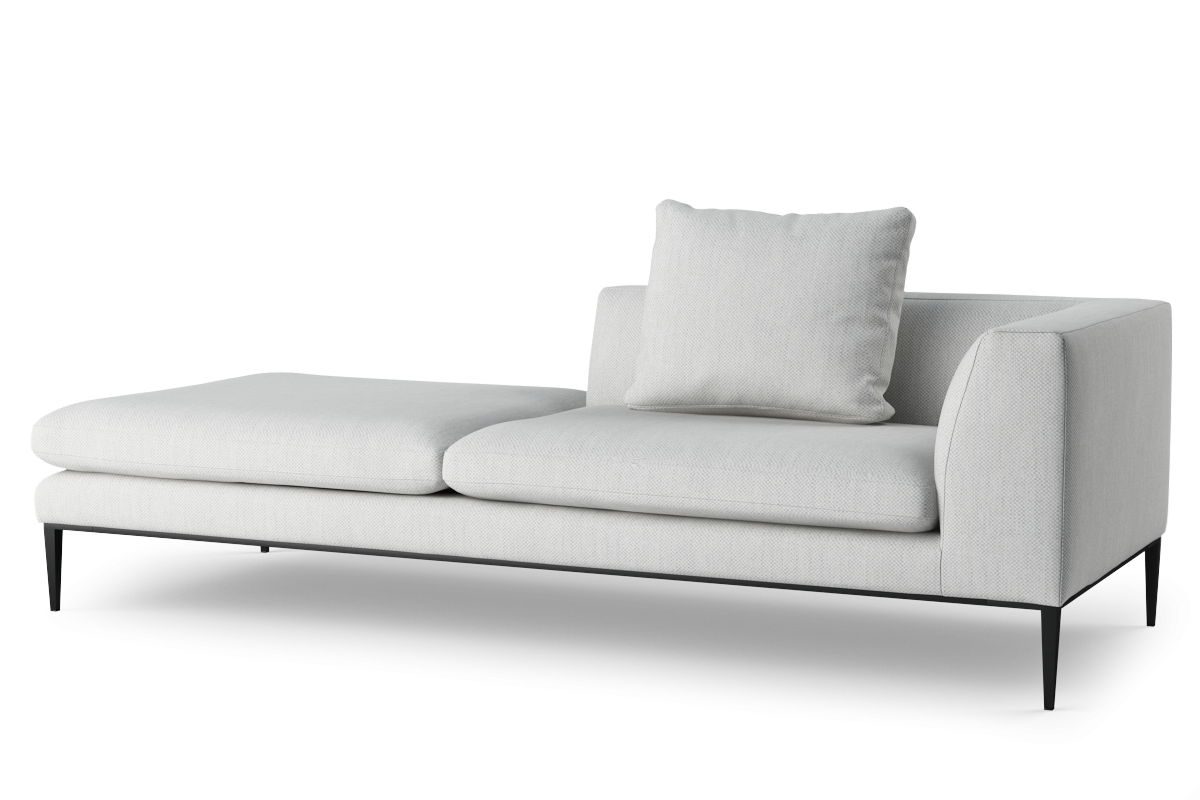 Left-facing NASH upholstered chaise lounge with black base