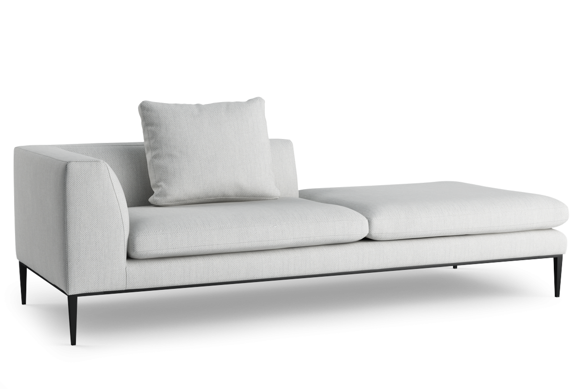 Right-facing chaise lounge NASH upholstered with a black base