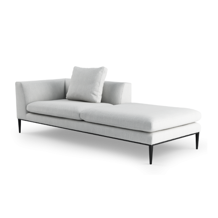Right-facing chaise lounge NASH upholstered with a black base