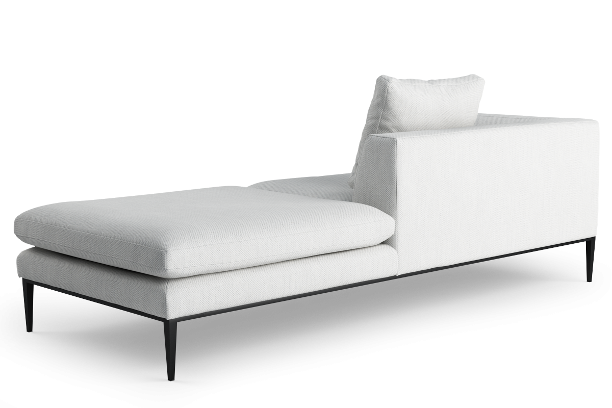 Right-facing chaise lounge NASH upholstered with a black base