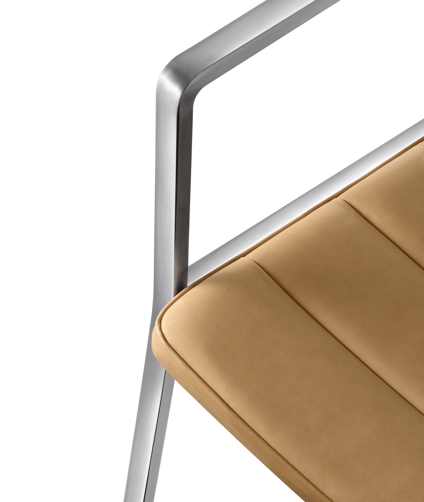 Stuhl 451 karamelbraunes Leder mit Metallbasis