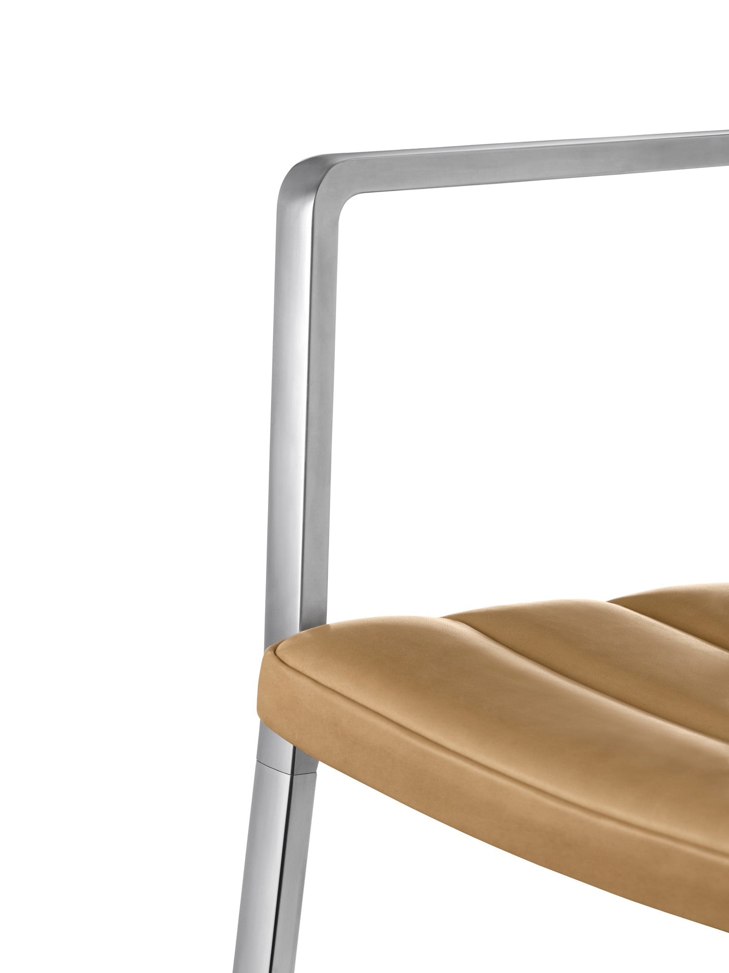Stuhl 451 karamelbraunes Leder mit Metallbasis