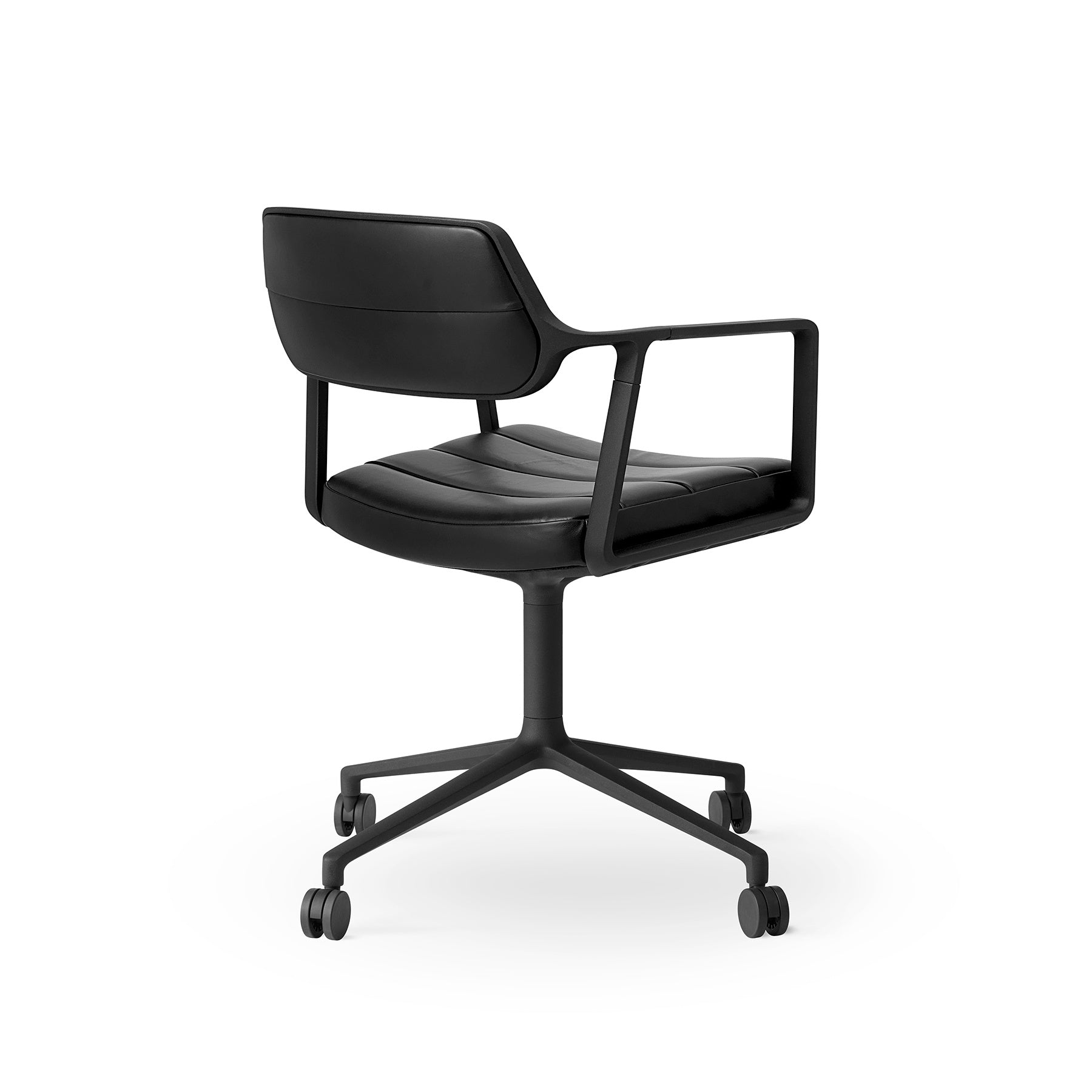Bürostuhl 453 schwarze Leder mit schwarzem Metallgestell