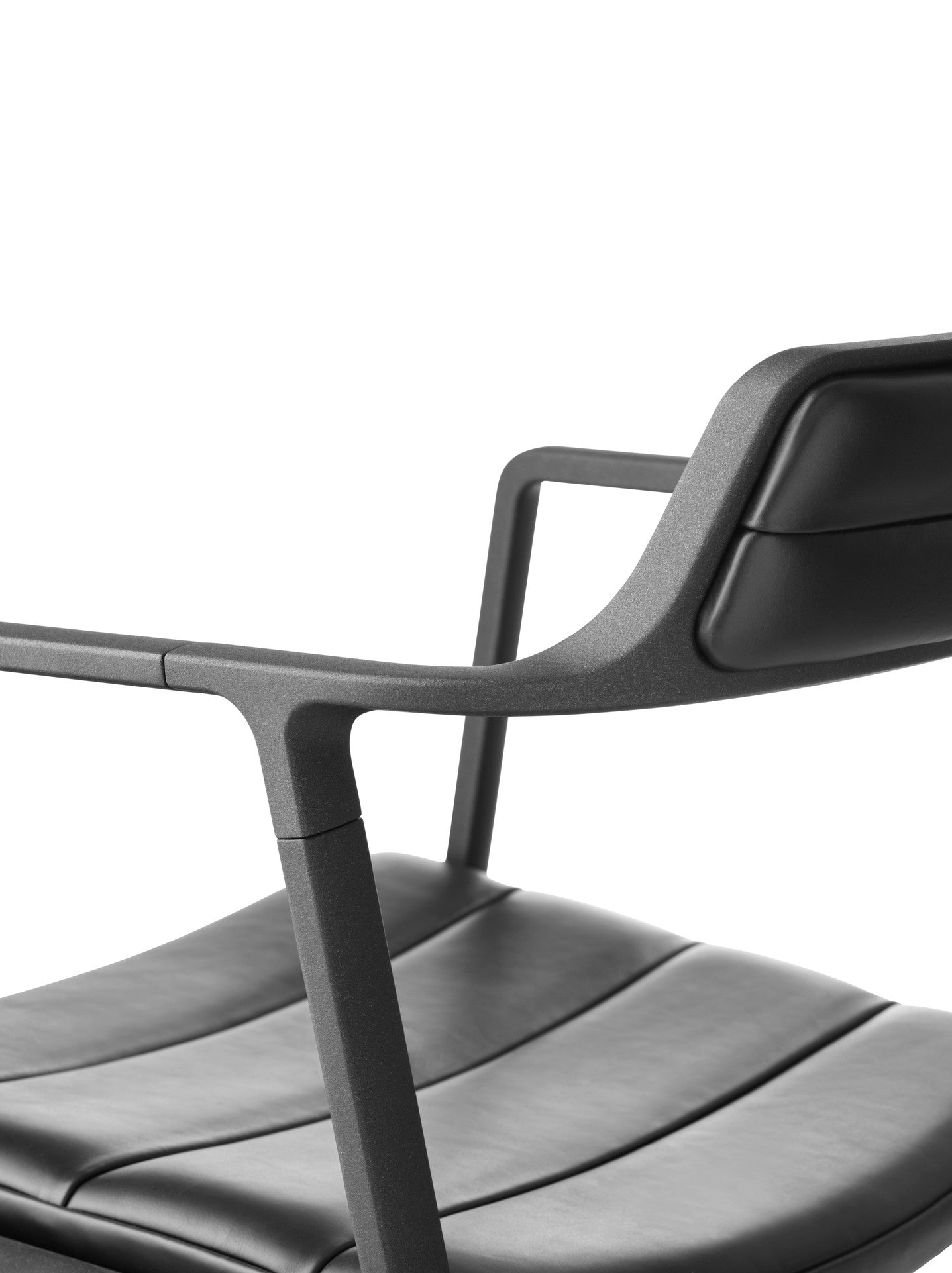 Bürostuhl 452 schwarze Leder mit schwarzem Metallgestell