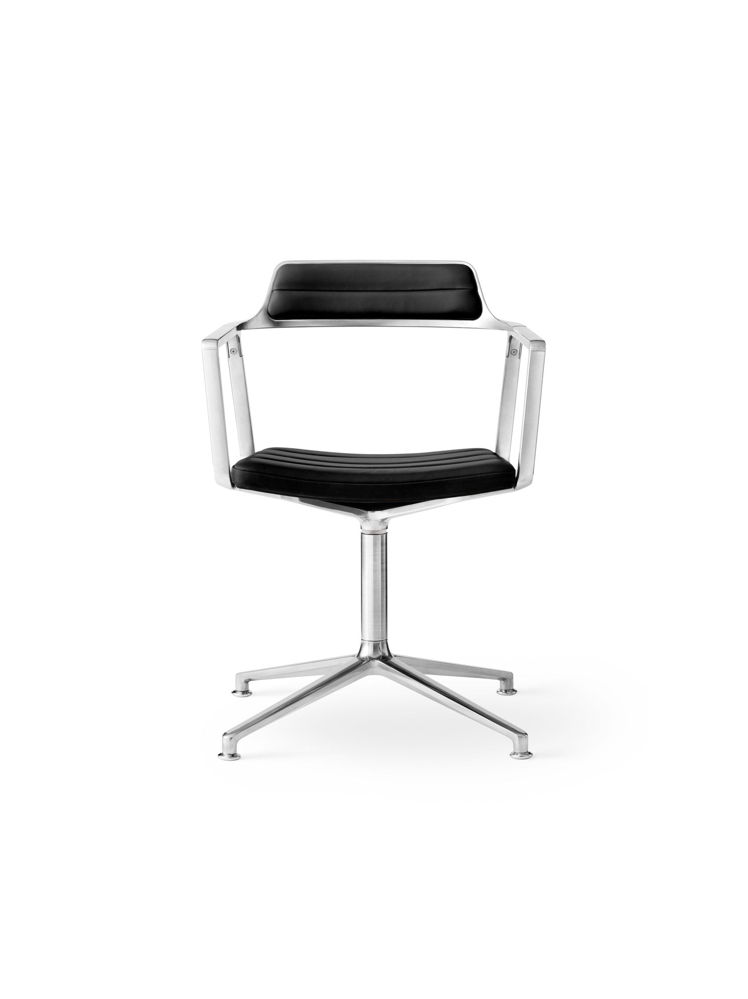 Bürostuhl 452 schwarze Leder mit Metallbasis