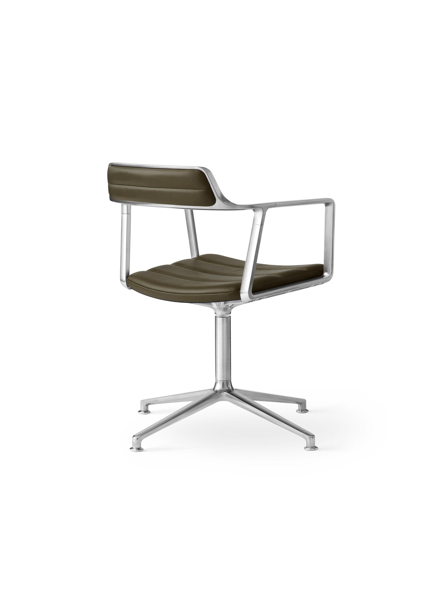 Bürostuhl 452 grüne Leder mit Metallbasis