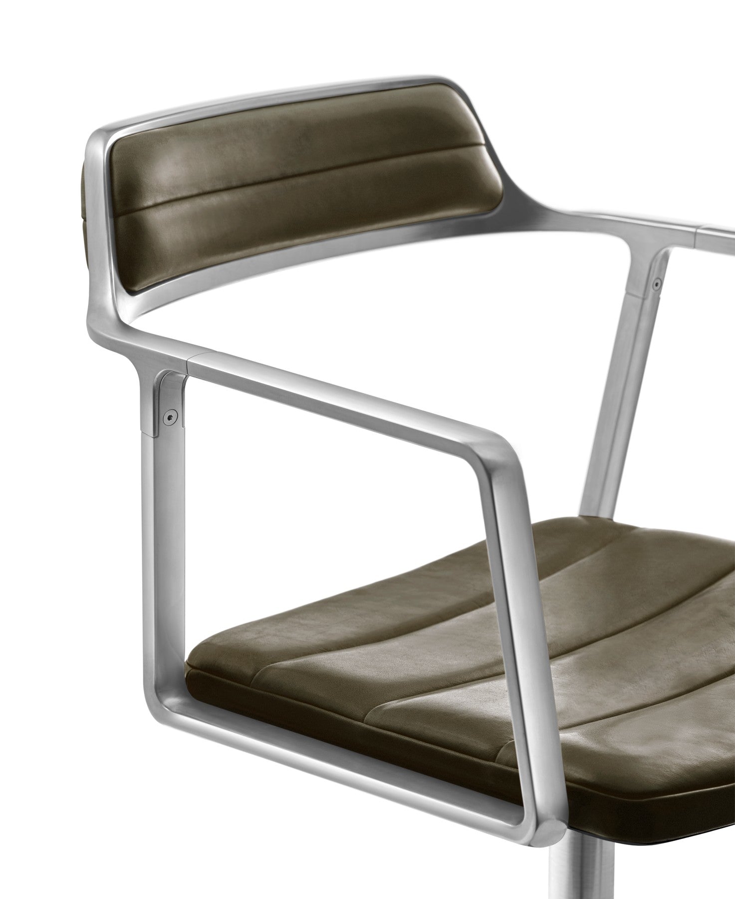 Bürostuhl 452 grüne Leder mit Metallbasis