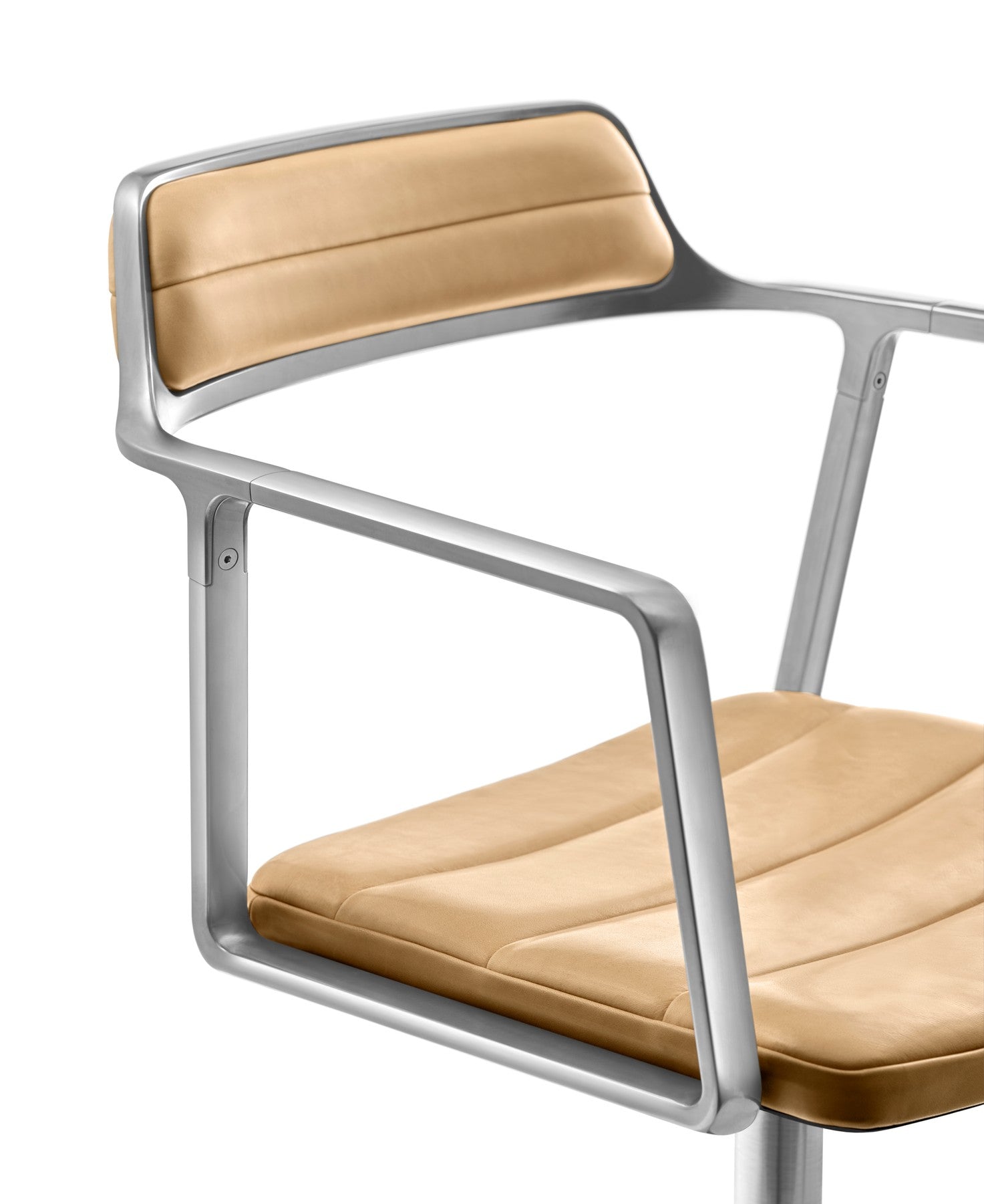 Bürostuhl 452 karamelbraunes Leder mit Metallbasis