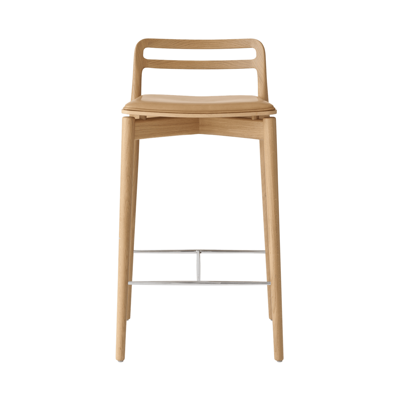 Hocker CABIN karamellfarbene Leder mit heller Eichenbasis