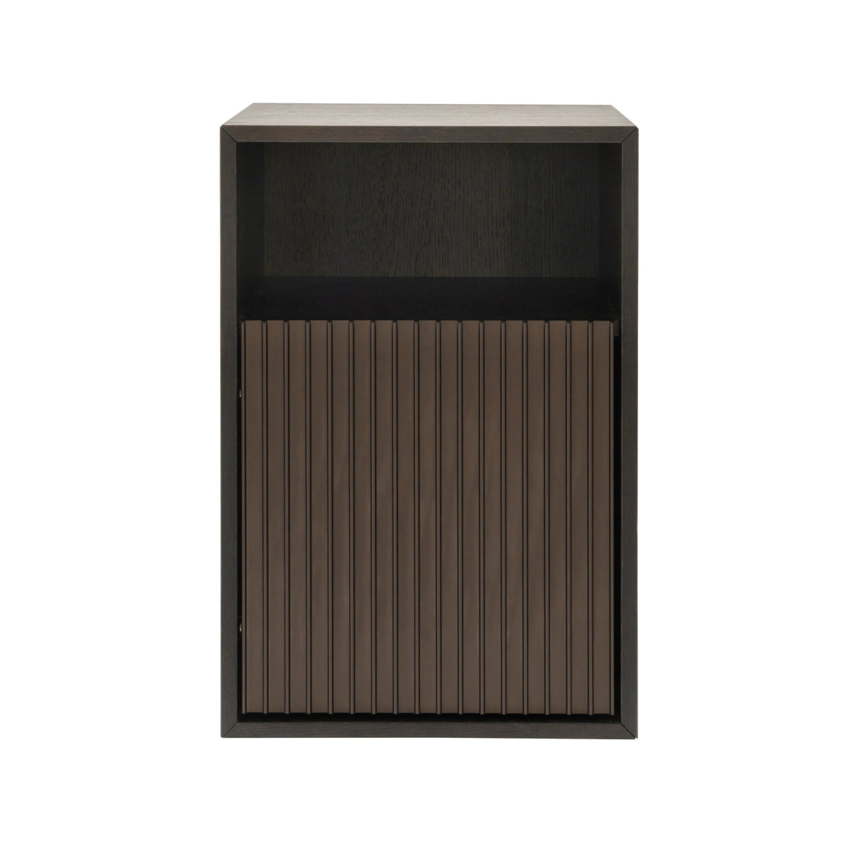 Nachttisch 672 dunkles Eichenfurnier mit Aluminium