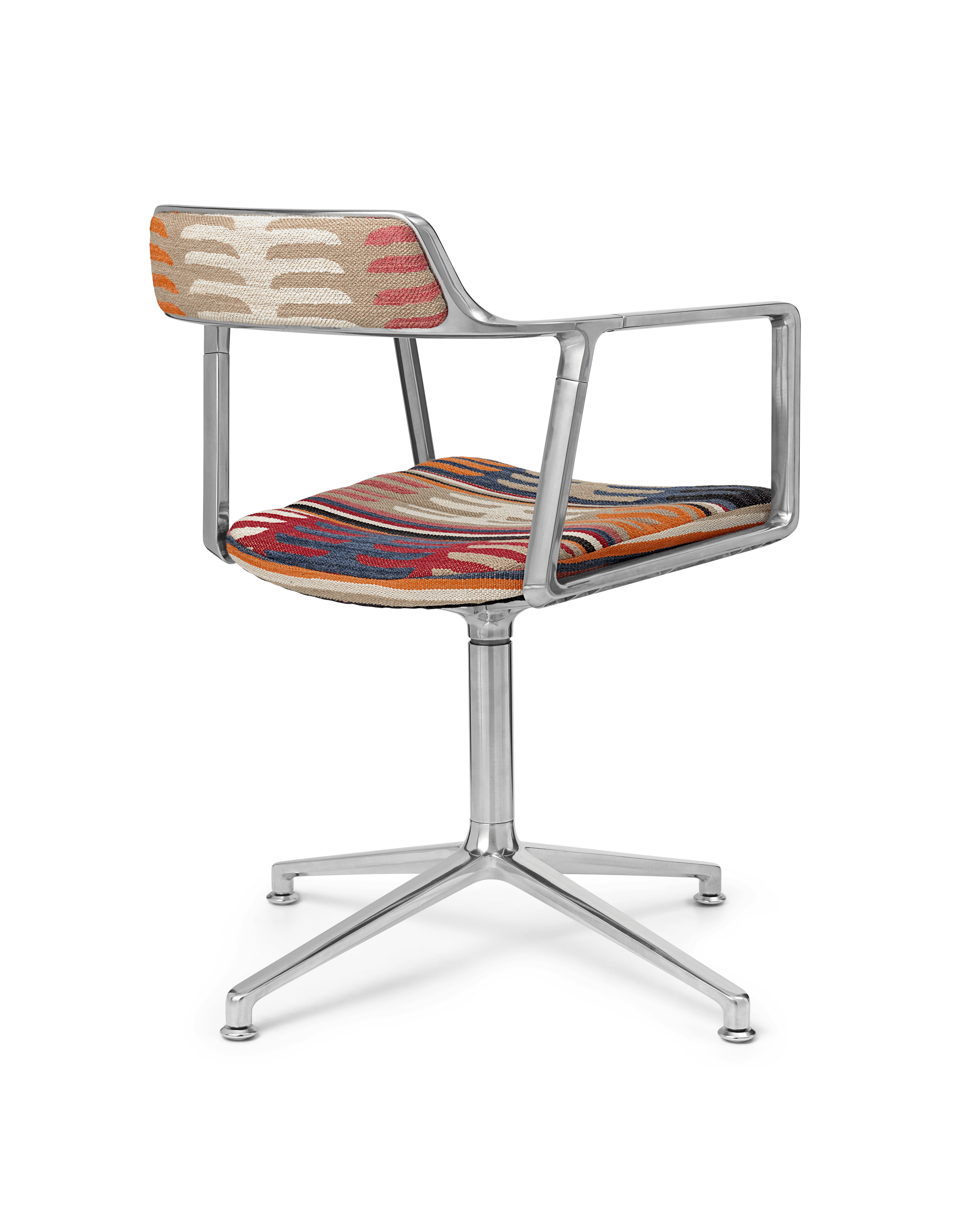 Office chair 452 - TODOS SANTOS in blue and orange with a metal base