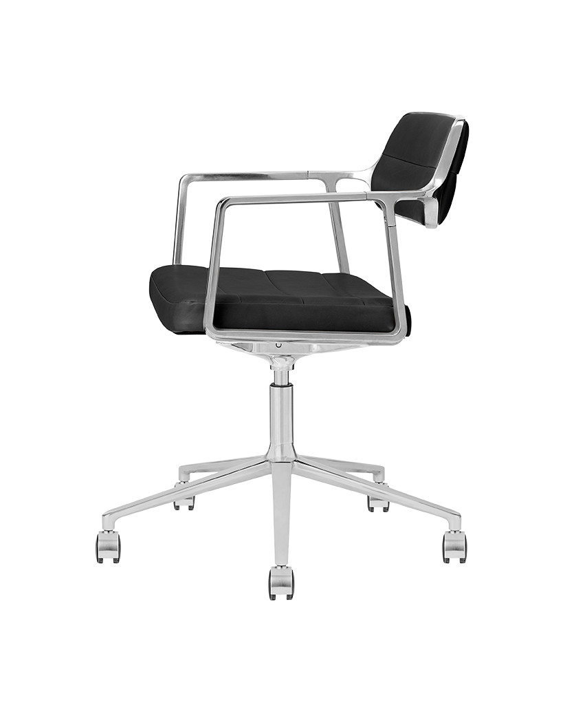 Bürostuhl 453+ schwarze Leder mit Metallbasis