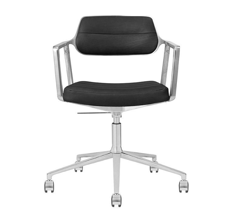 Bürostuhl 453+ schwarze Leder mit Metallbasis