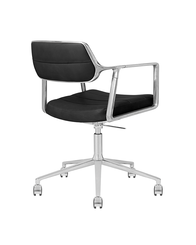 Bürostuhl 453+ schwarze Leder mit Metallbasis