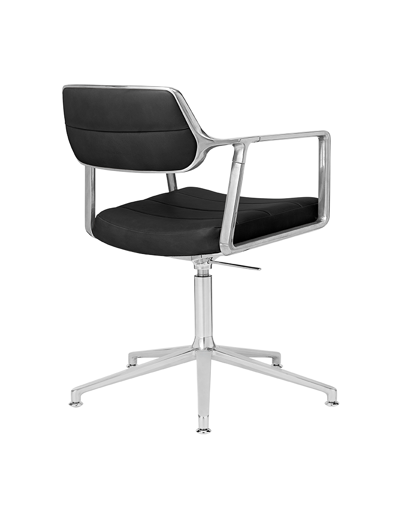 Bürostuhl 453+ schwarze Leder mit Metallbasis
