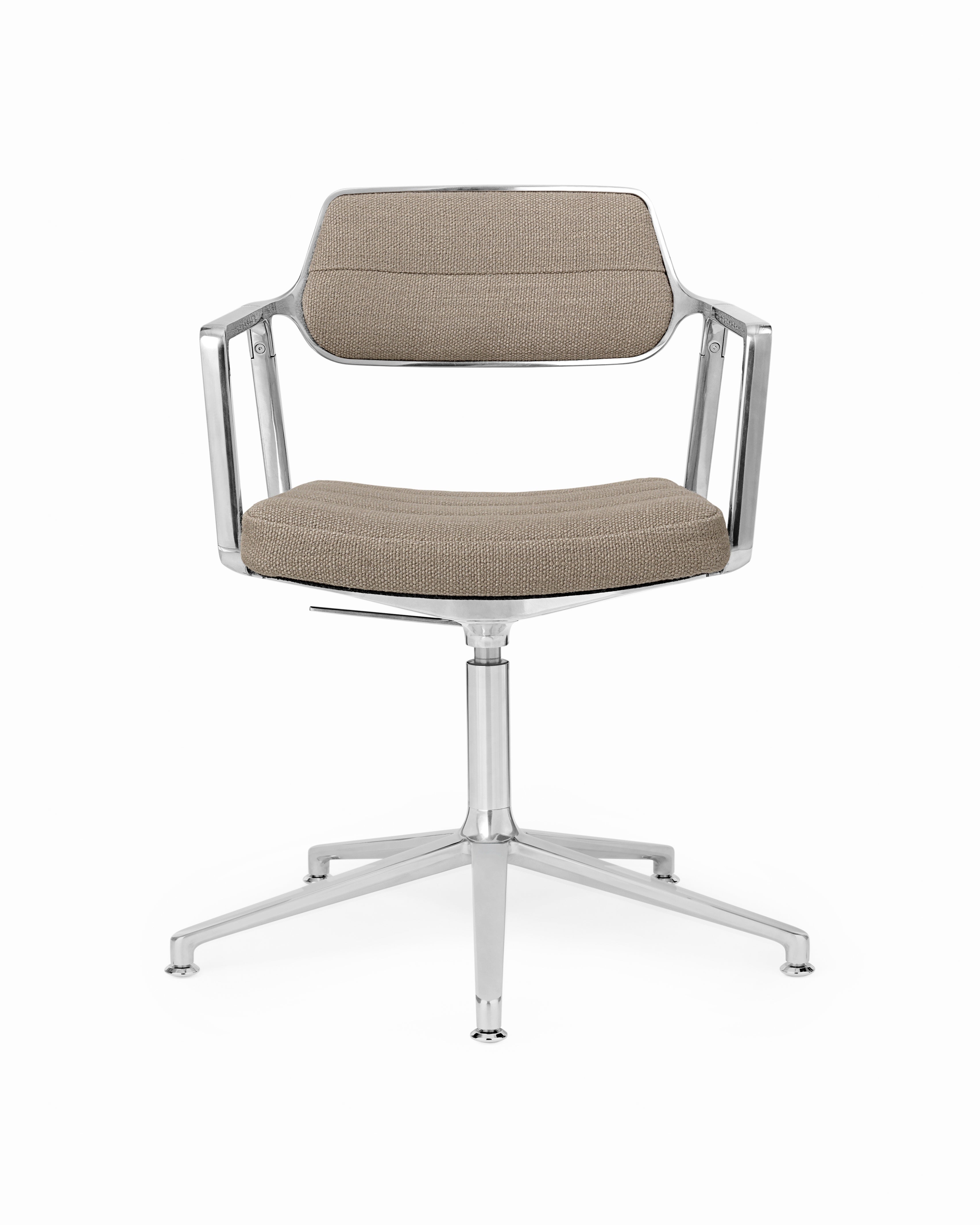Bürostuhl 453+ sandfarbener Stoff mit Metallbasis
