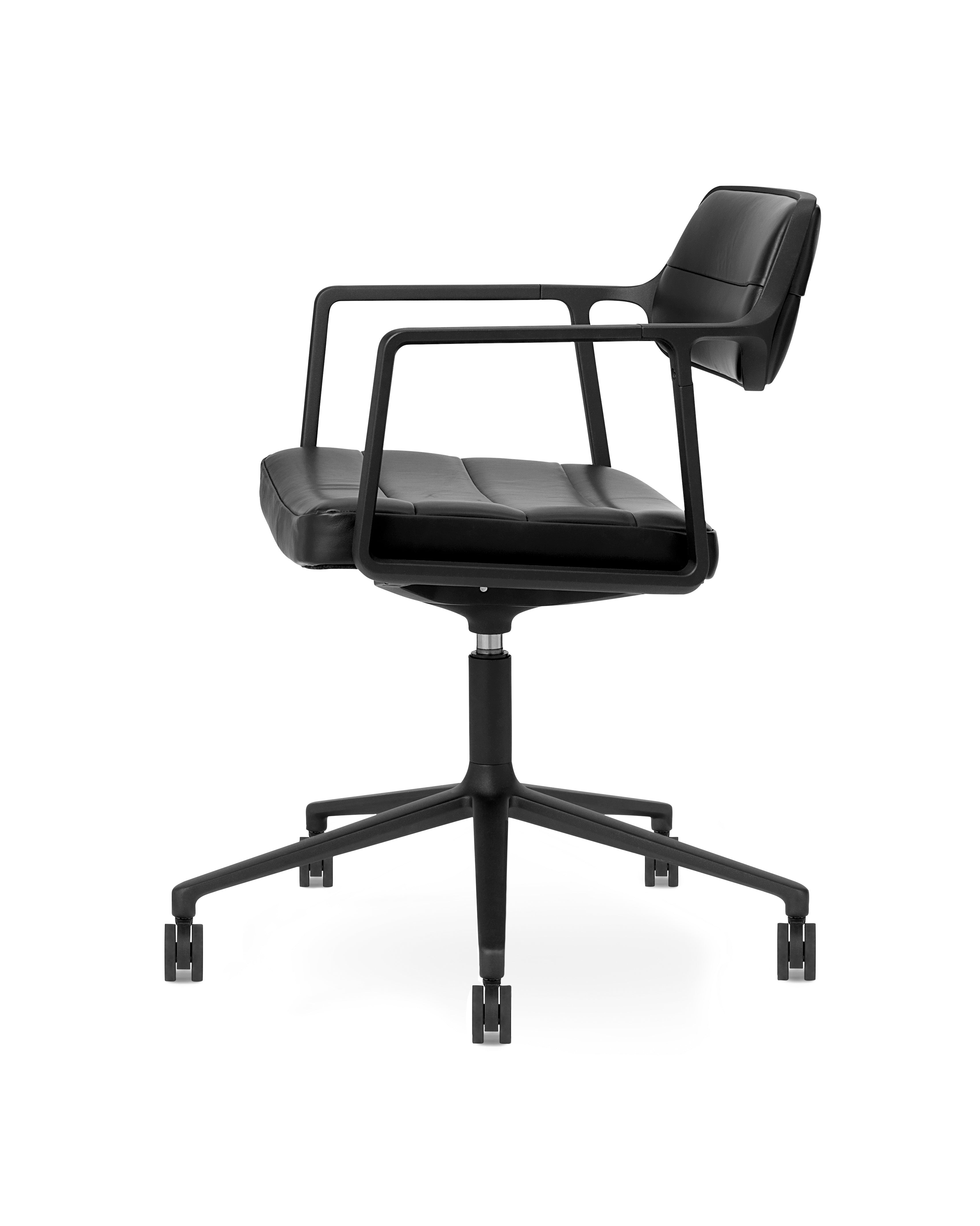 Bürostuhl 453+ schwarze Leder mit schwarzem Metallgestell