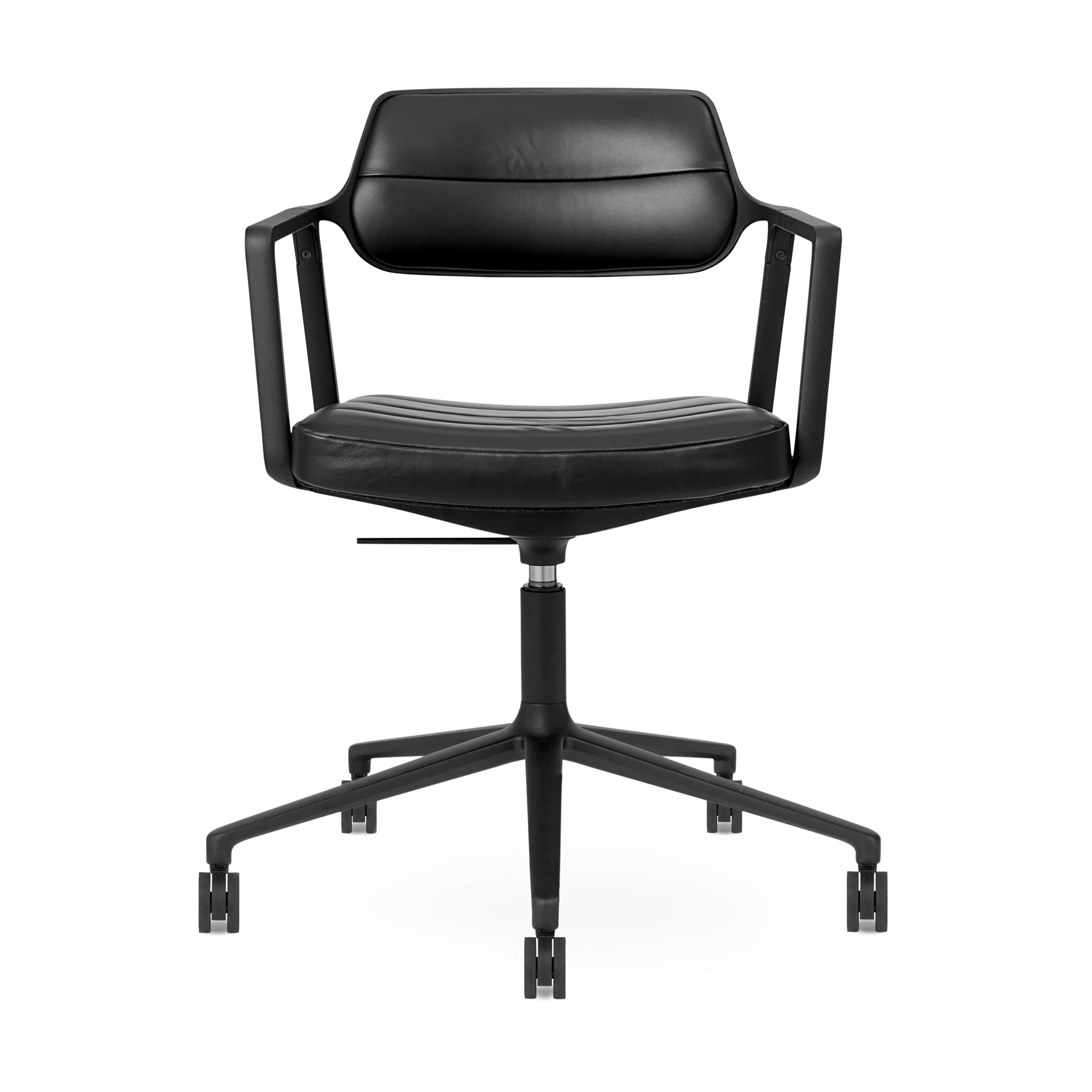 Bürostuhl 453+ schwarze Leder mit schwarzem Metallgestell
