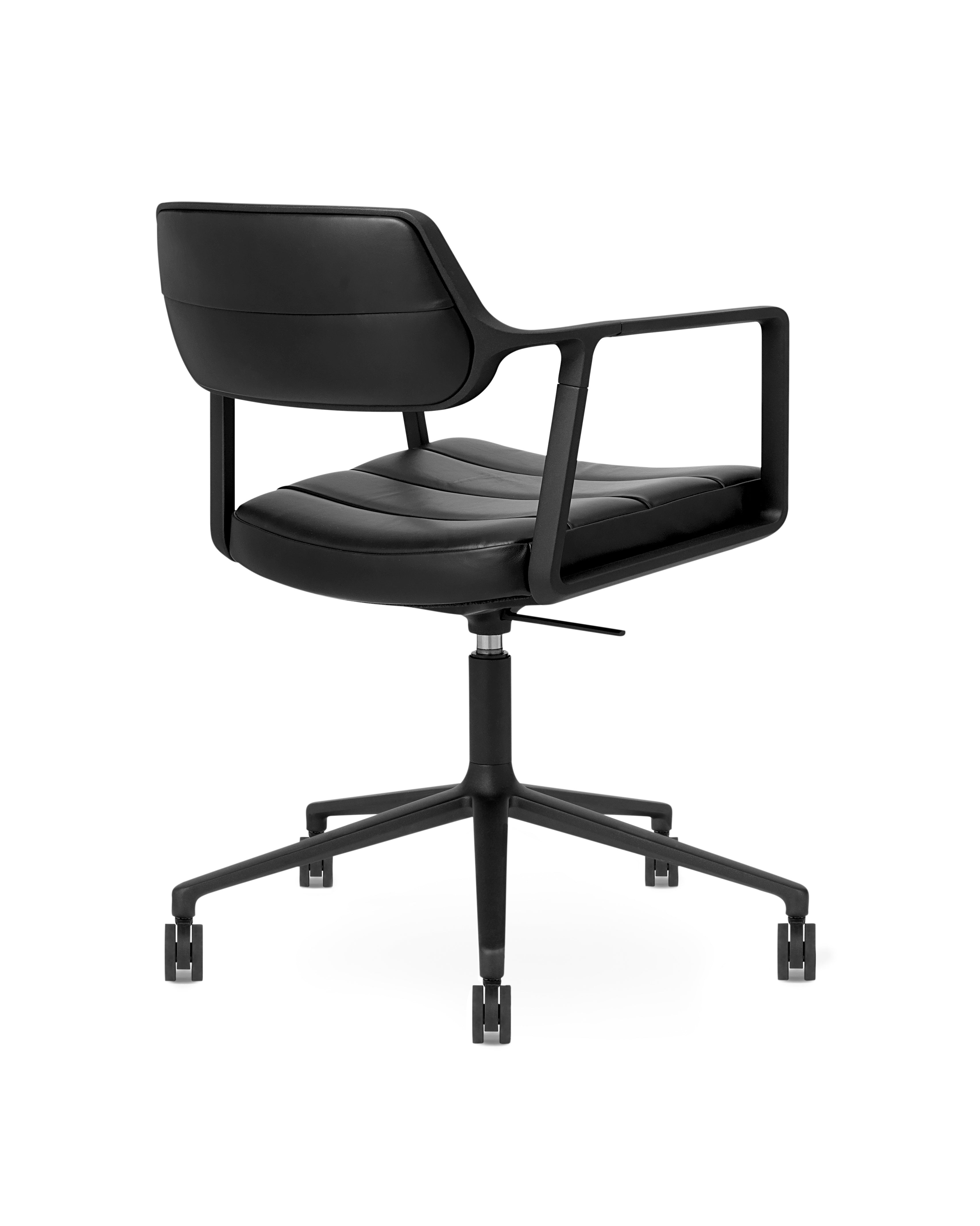 Bürostuhl 453+ schwarze Leder mit schwarzem Metallgestell