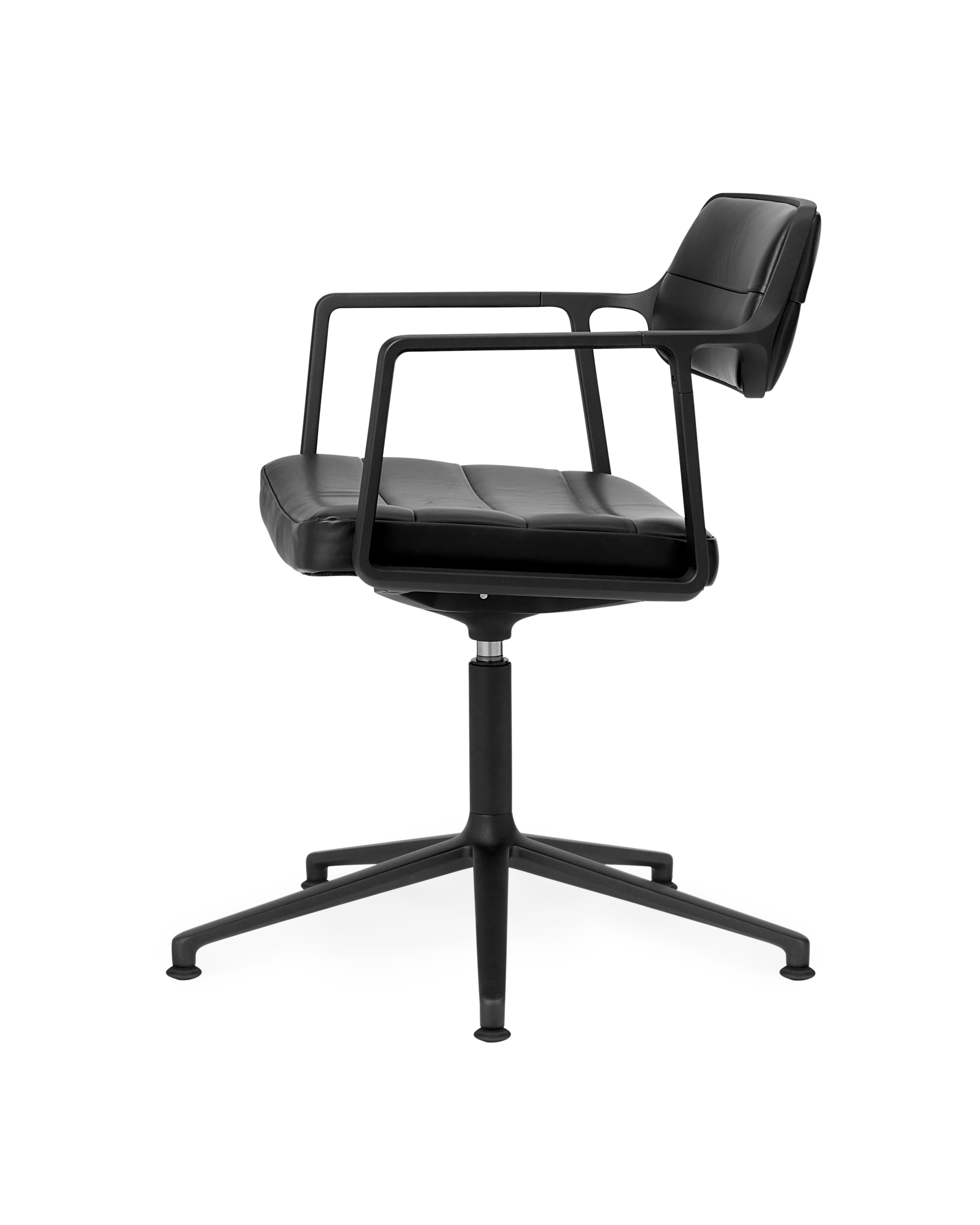 Bürostuhl 453+ schwarze Leder mit schwarzem Metallgestell