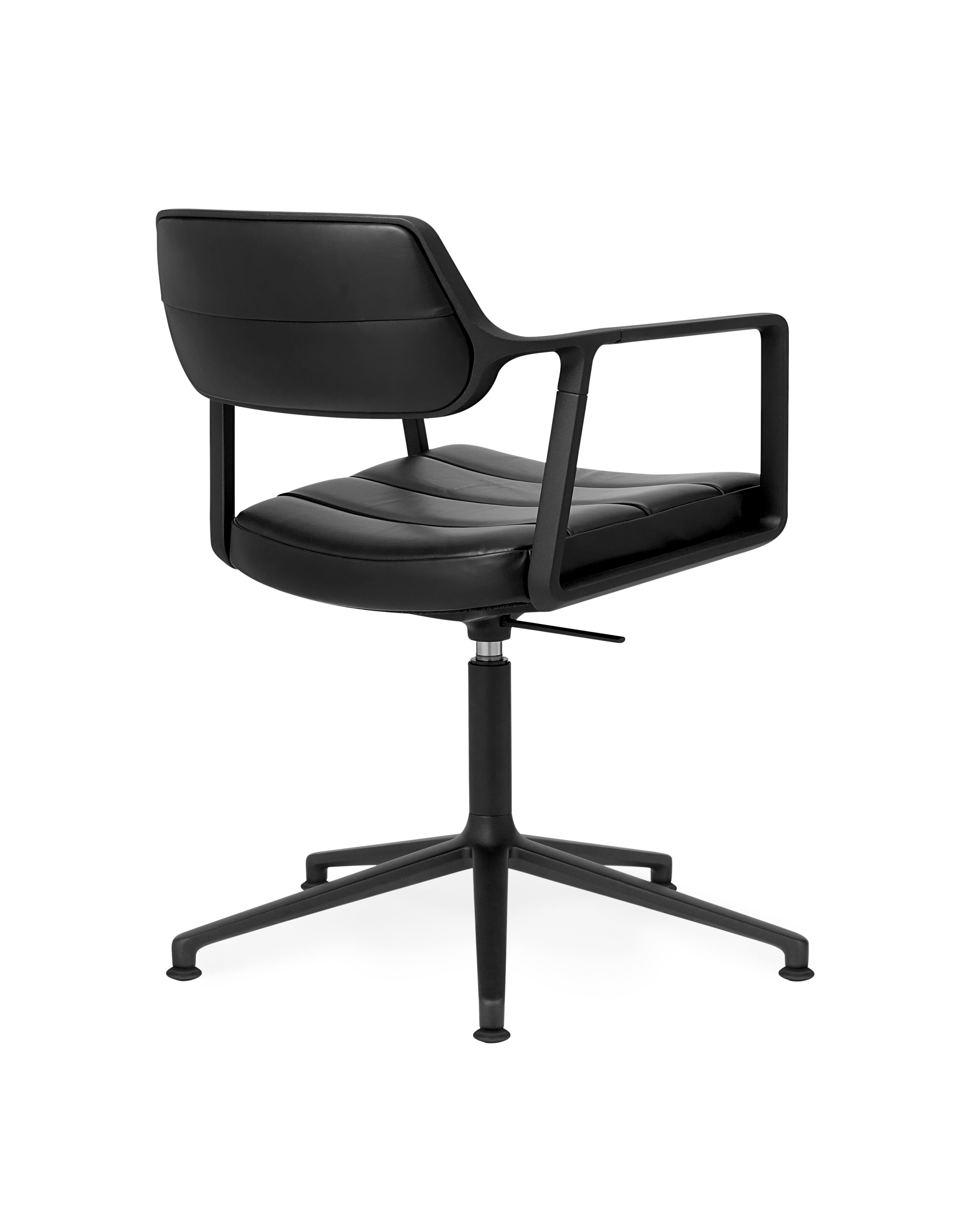 Bürostuhl 453+ schwarze Leder mit schwarzem Metallgestell