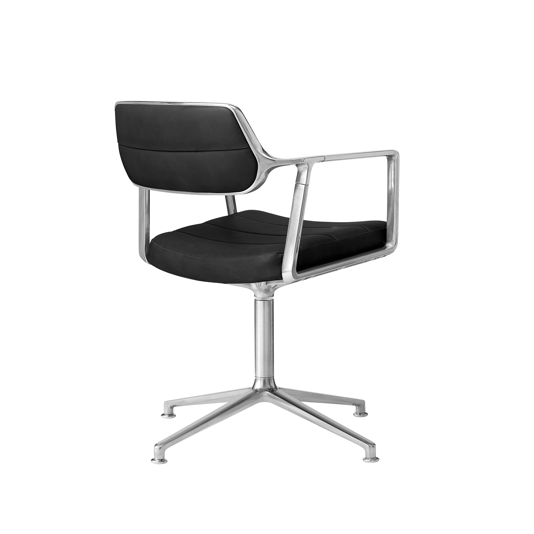 Bürostuhl 453 schwarze Leder mit Metallbasis