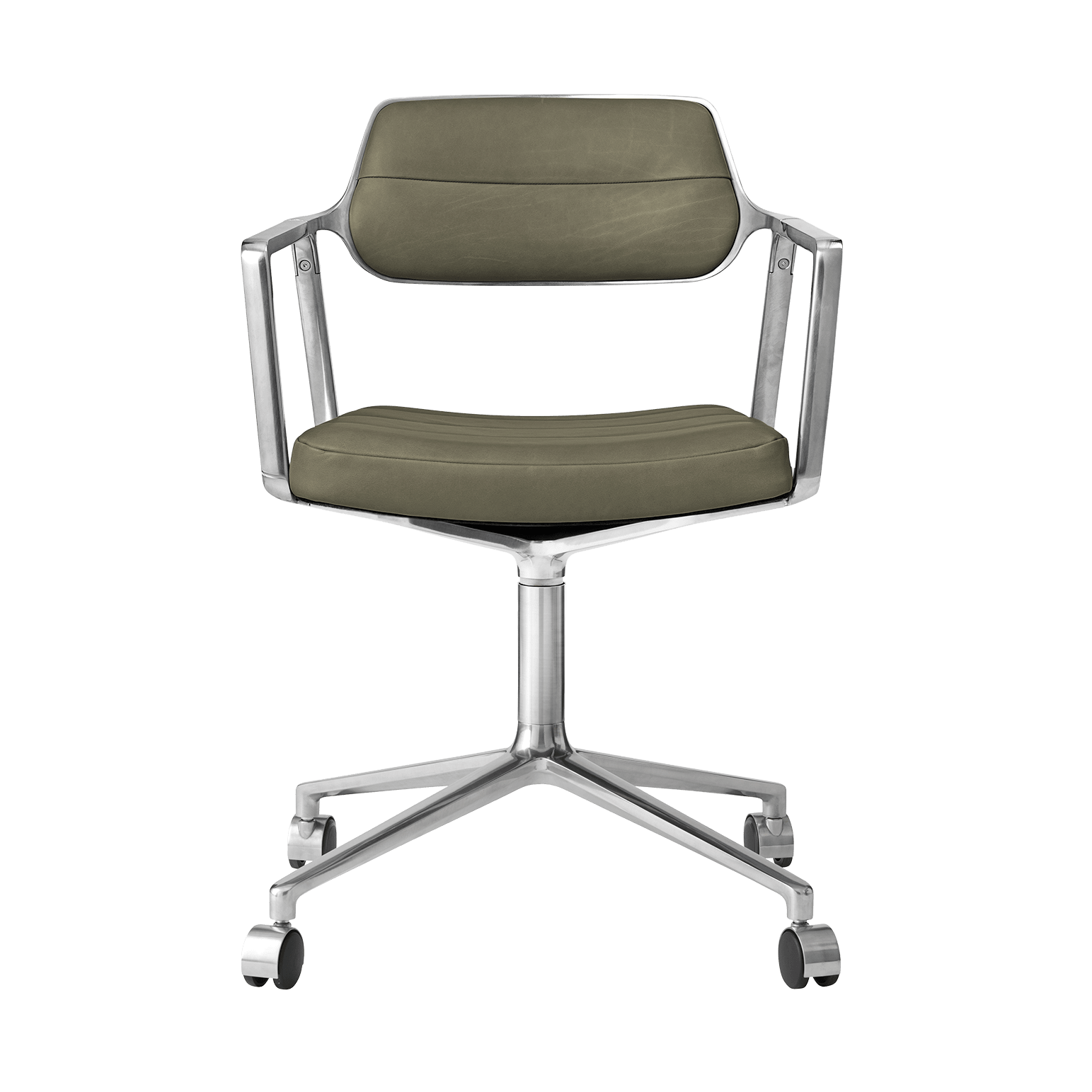 Bürostuhl 453 grüne Leder mit Metallbasis