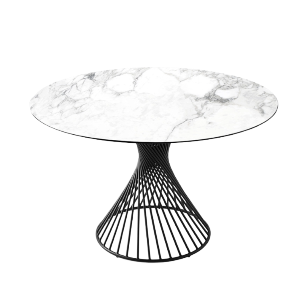 Stół okrągły VORTEX biały blat z czarną podstawą – Calligaris