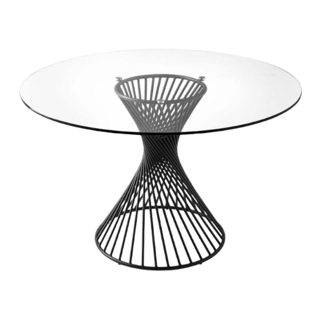 VORTEX Round Table with Glass Top and Black Base