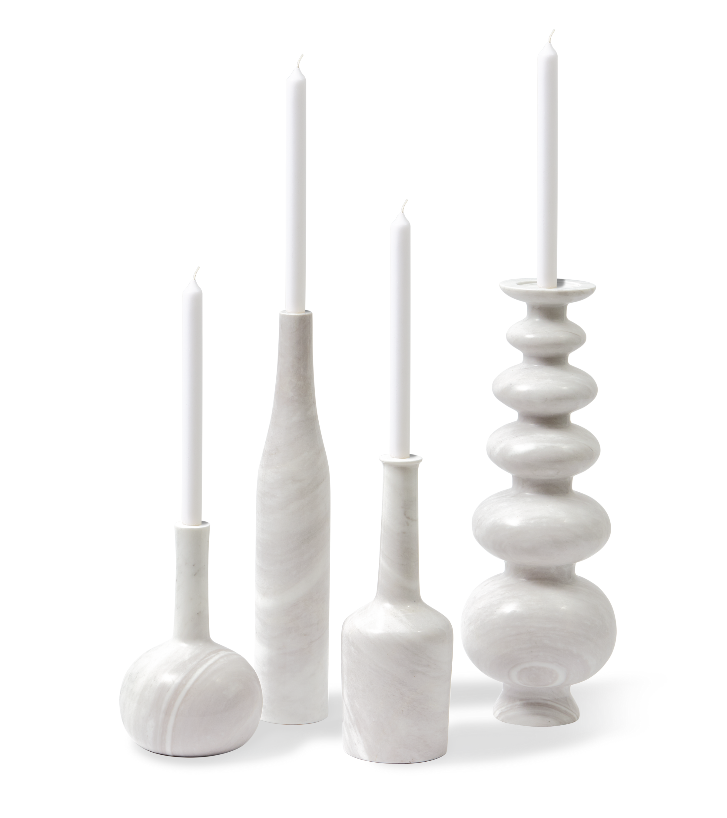HERITAGE BOTTLE Kerzenständer aus weißem Marmor