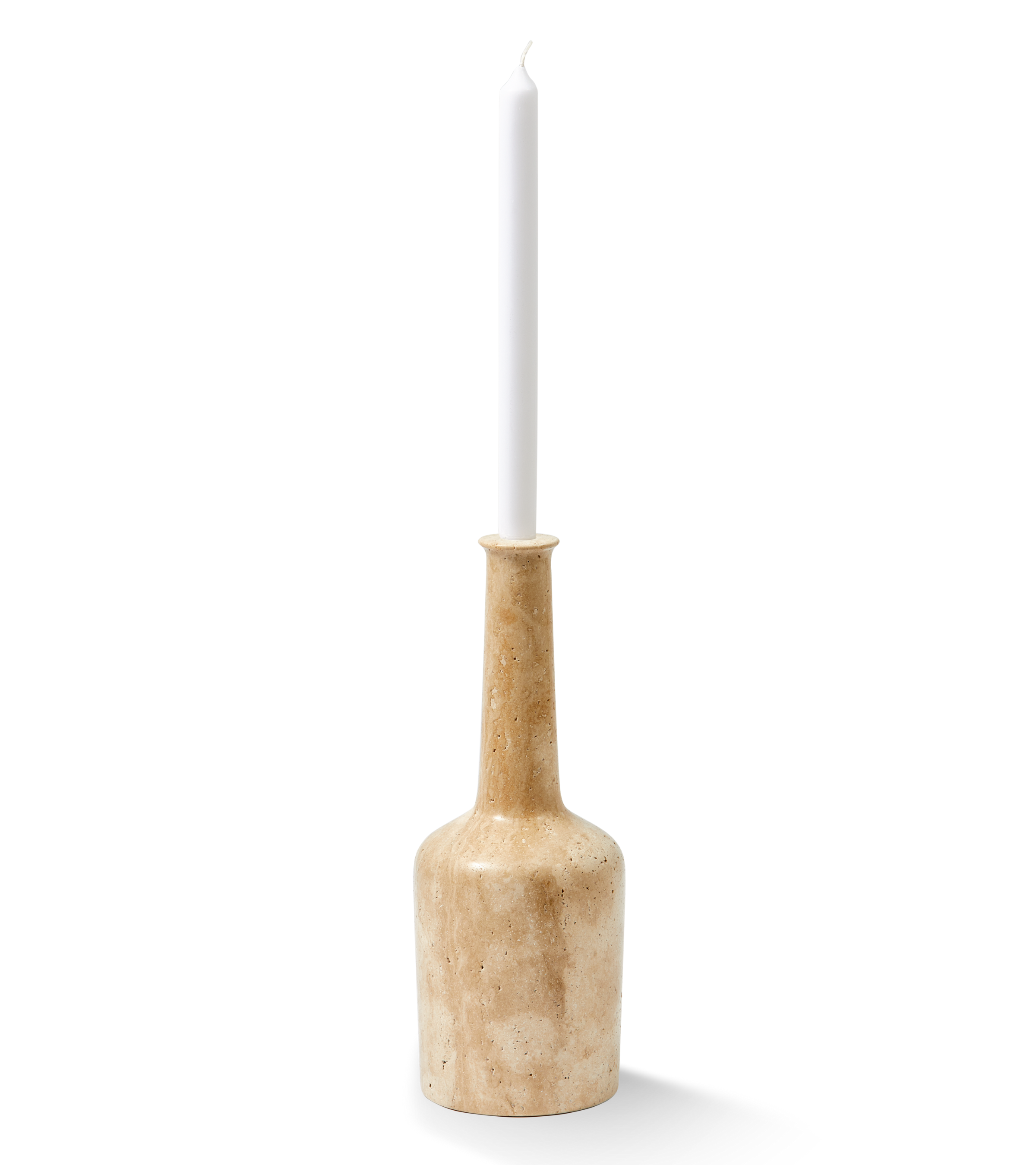 HERITAGE WHISKEY beige travertine candlestick